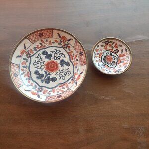 Vintage Japanese PorcelainWare Pewter Encased Bowl